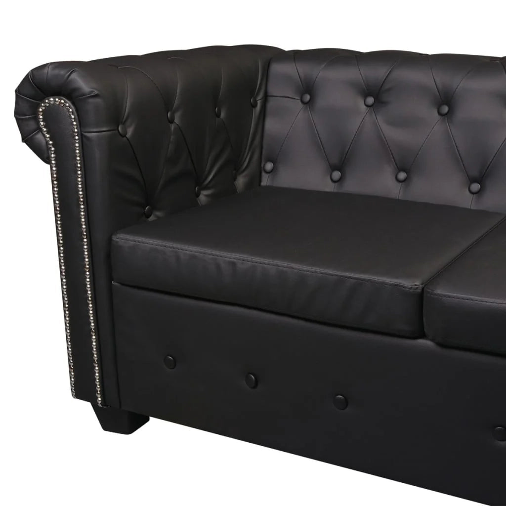 Divano angolare Chesterfield 6 posti similpelle nera 02_0020847