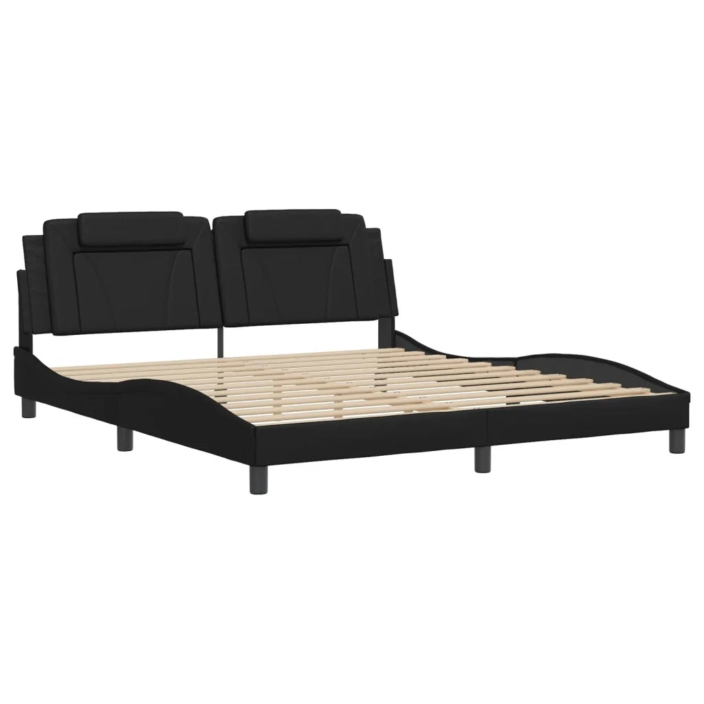 Letto matrimoniale | Letto per adulti | Giroletto Viana con LED senza Materasso Nero 180x200 cm