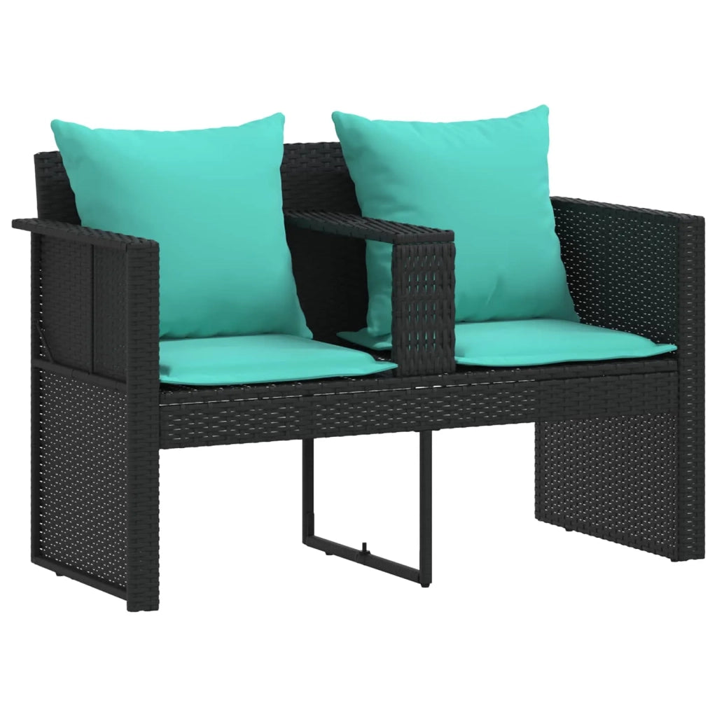 Divano da giardino con cuscino 8 pcs Nero e Turchese polyrattan 42025904
