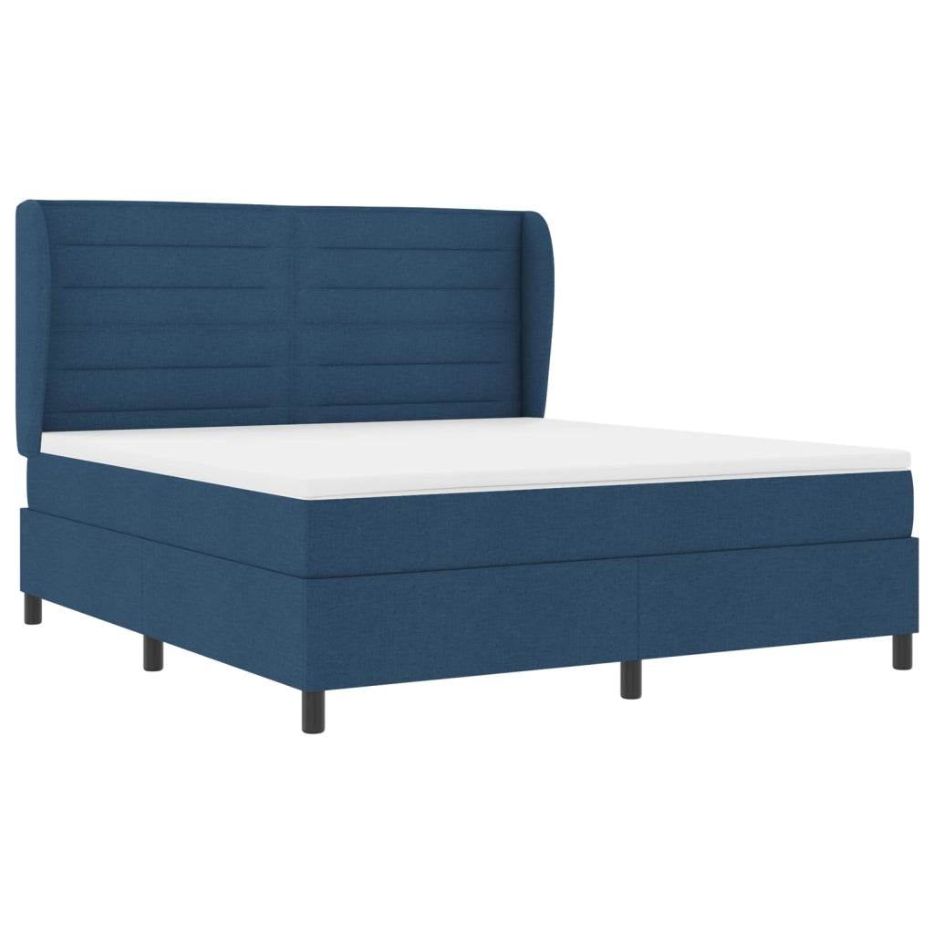 Letto Box Spring con Materasso Blu 180x200 cm in Tessuto