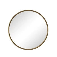 Specchio rotondo da parete con cornice in metallo, per parete, bagno, soggiorno, camera da letto, tavolo da trucco, corridoio, 80x2x80 cm, Bronzo