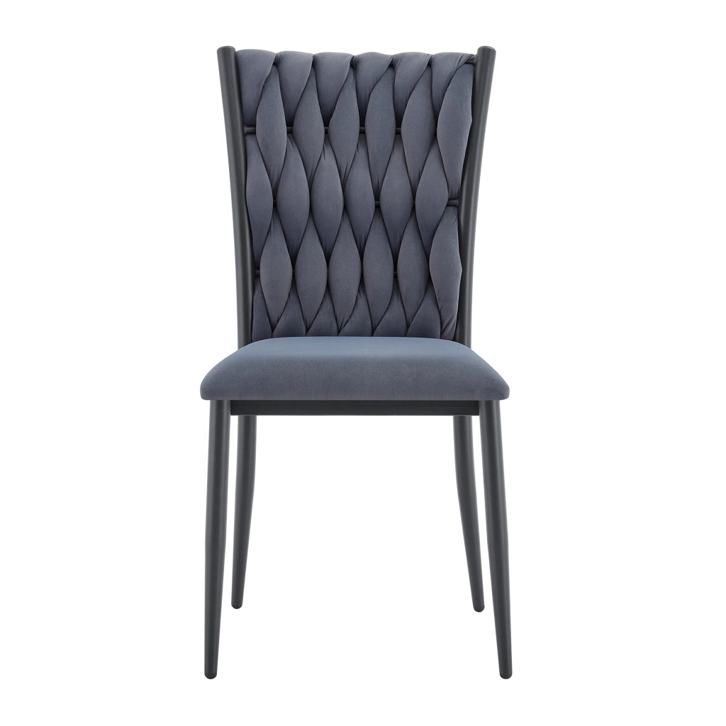 SEDIA da pranzo con schienale alto velluto grigio scuro e gambe in metallo nero