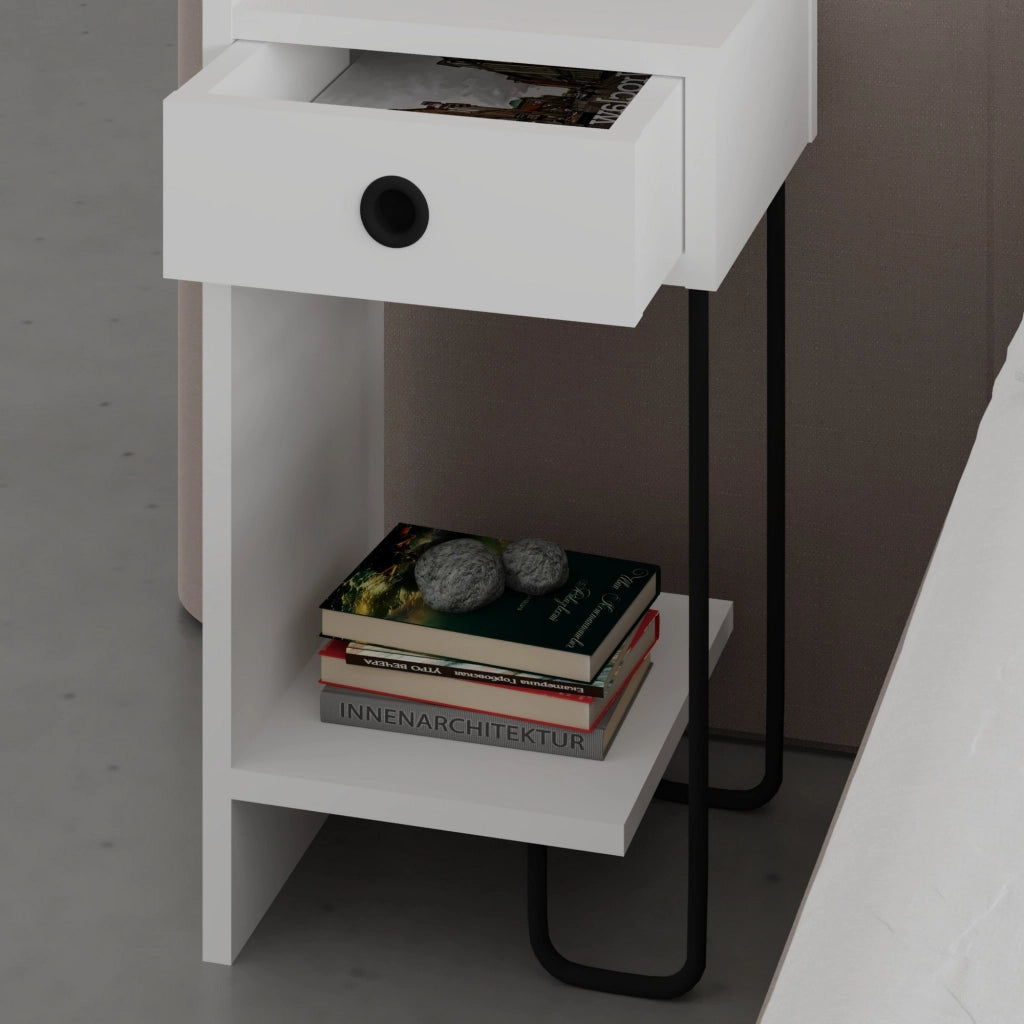 Comodino in legno "Sirius" - 32 x 30 x 61 cm - Bianco