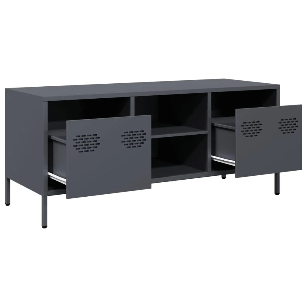 Mobile TV multimediale scaffale TV credenza mobile TV sala da pranzo soggiorno camera da letto 101,5 x 39 x 43,5 cm acciaio laminato a freddo antracite 02_0026386