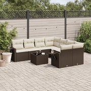 Set Divani da Giardino 9pz con Cuscini Marrone in Polyrattan 3219962