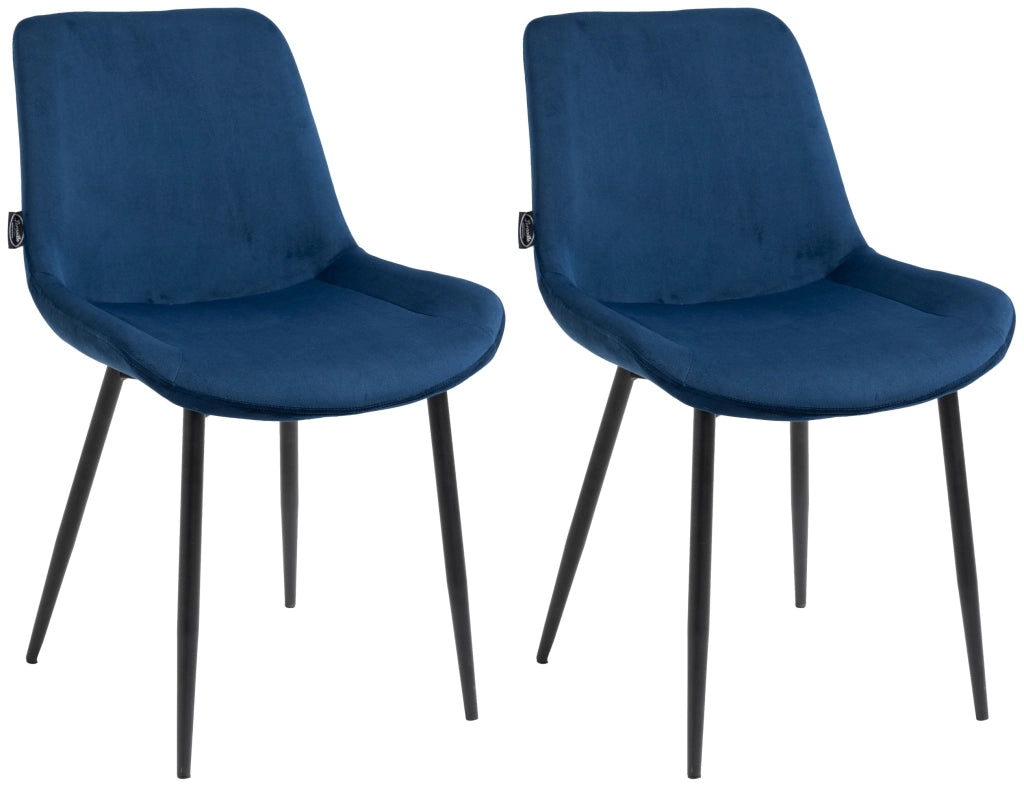 Set di 2 sedie da pranzo Victoria in velluto blu