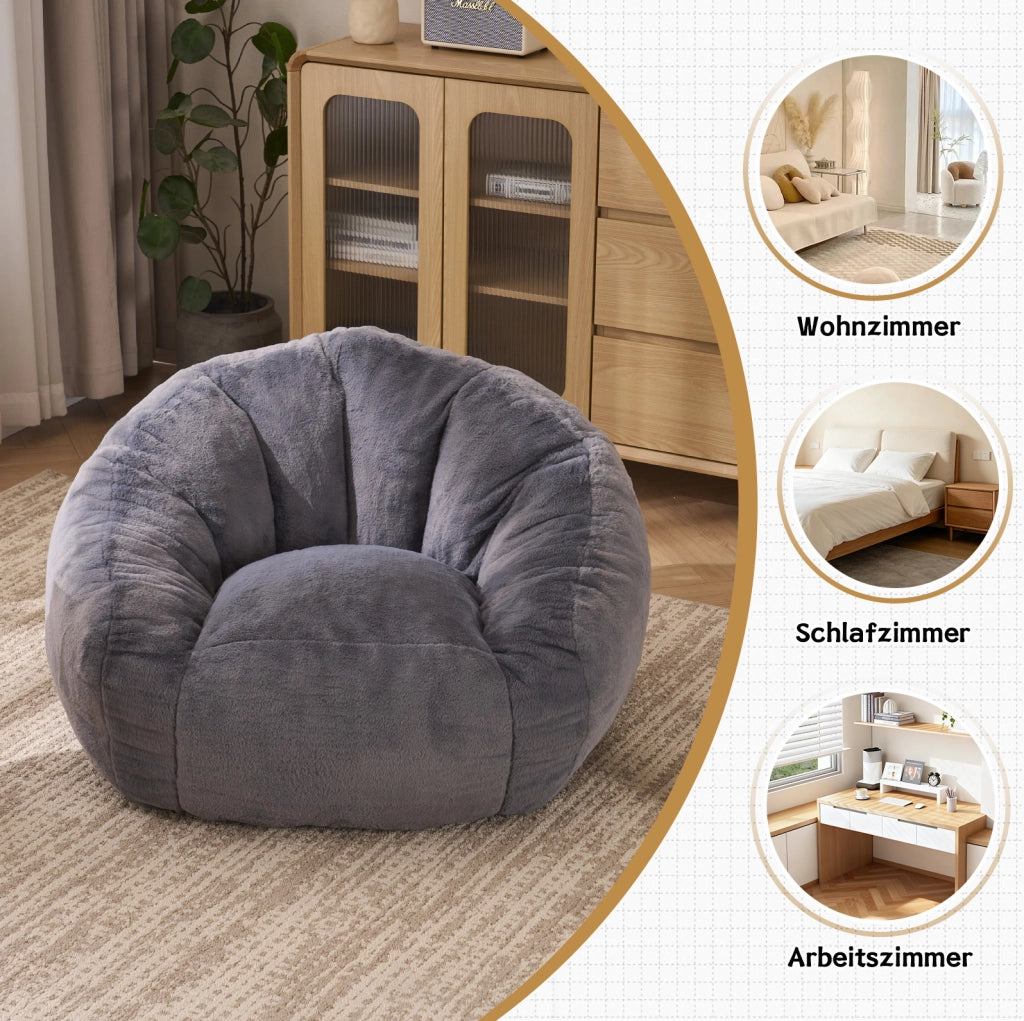 Pouf a pera 98x98x60 cm poliestere grigio， memory foam per lettura e relax