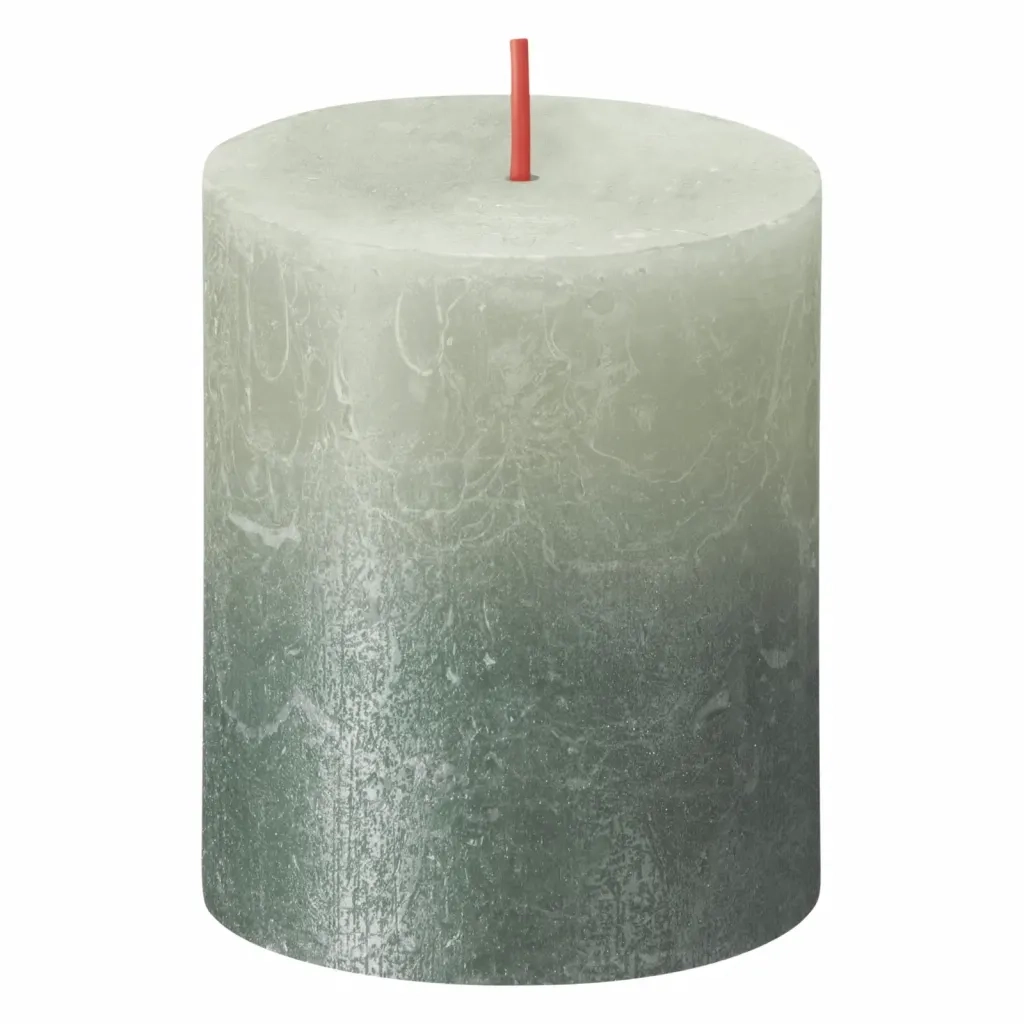 Bolsius Candele Pilastro Rustiche Sunset 4 pz 80x68 mm Verde e Blu 440899