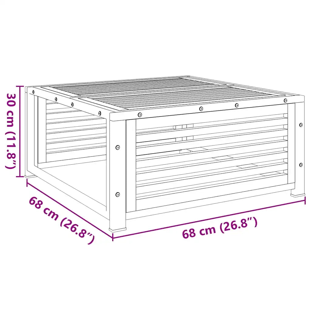 Tavolino da Giardino-Tavolo da Esterno 68x68x30 cm in Legno Massello di Acacia