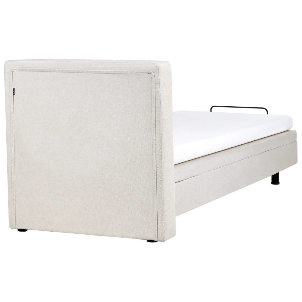 Letto Tessuto Beige Chiaro Elettrico Regolabile con Telecomando 90 x 200 cm