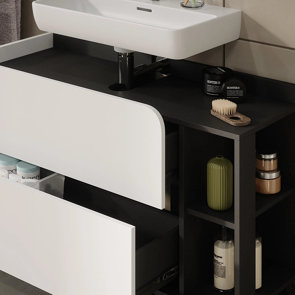 Vicco Mobiletto per lavabo Antracite/bianco 100 x 65 cm con 2 cassetti