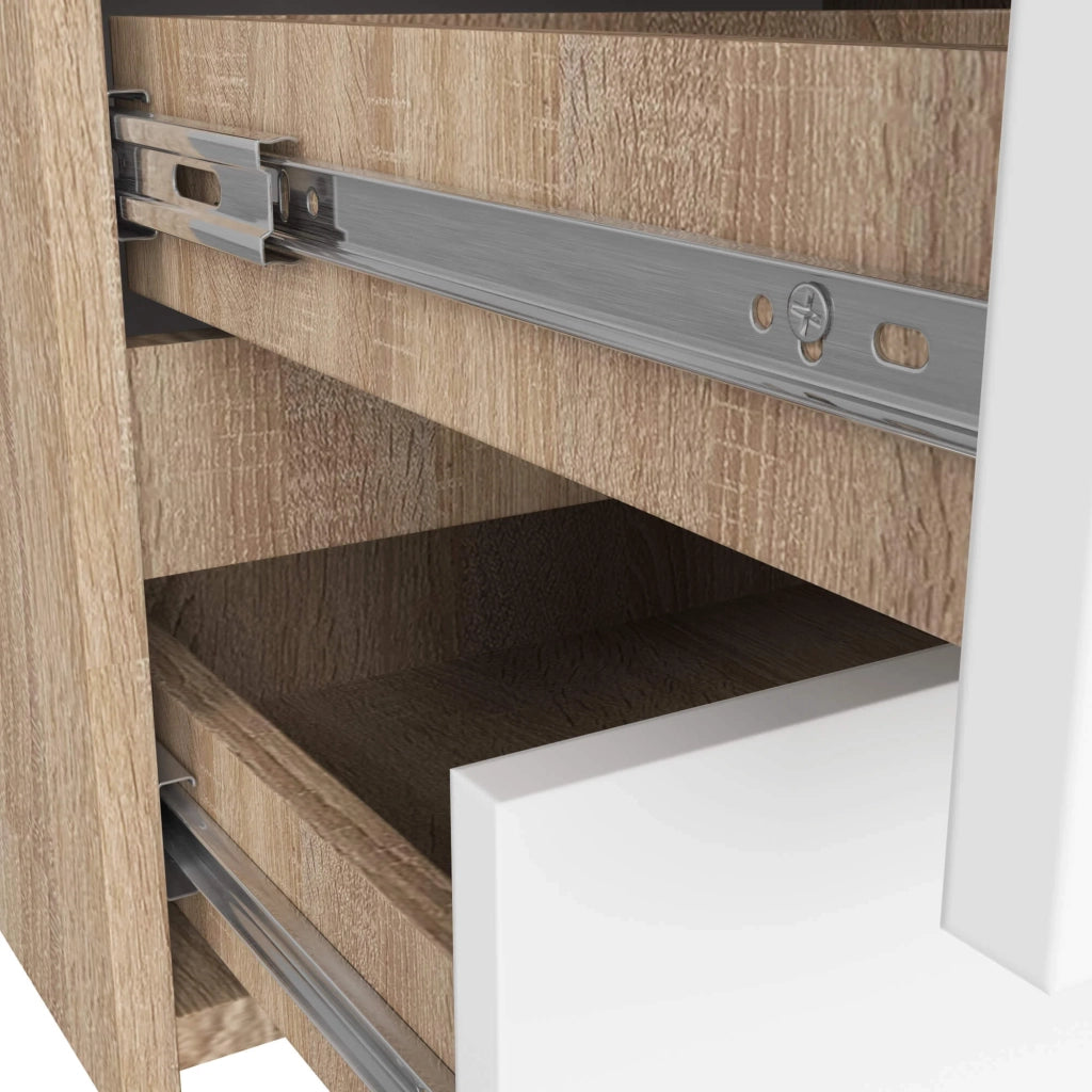 Cassettiera CL100 compatta AKORD Sonoma Quercia 100 cm 6 cassetti inserto frontale Bianco 100x35x57 cm