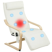 Poltrona Relax Riscaldante e Massaggiante 67x95x101 cm con Poggiapiedi Regolabile e Telecomando Struttura in Legno Crema