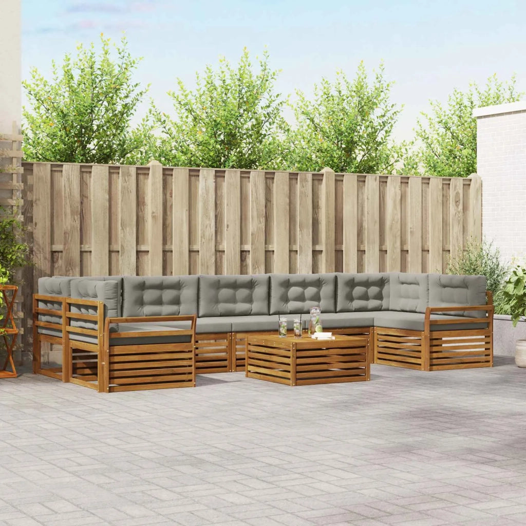 Set di divani da esterno 8 pcs Grigio Naturale e Chiaro 3373181