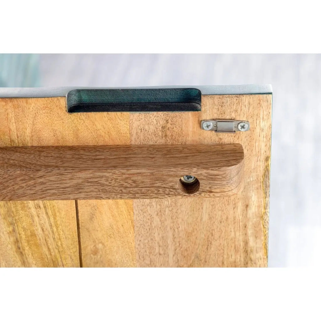 Buffet LUMBER 180 cm – Legno scolpito turchese e dorato, stile design contemporaneo