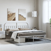 Giroletto con Testiera-Struttura Letto con testiera Metallo Bianco 183x213 cm 283444