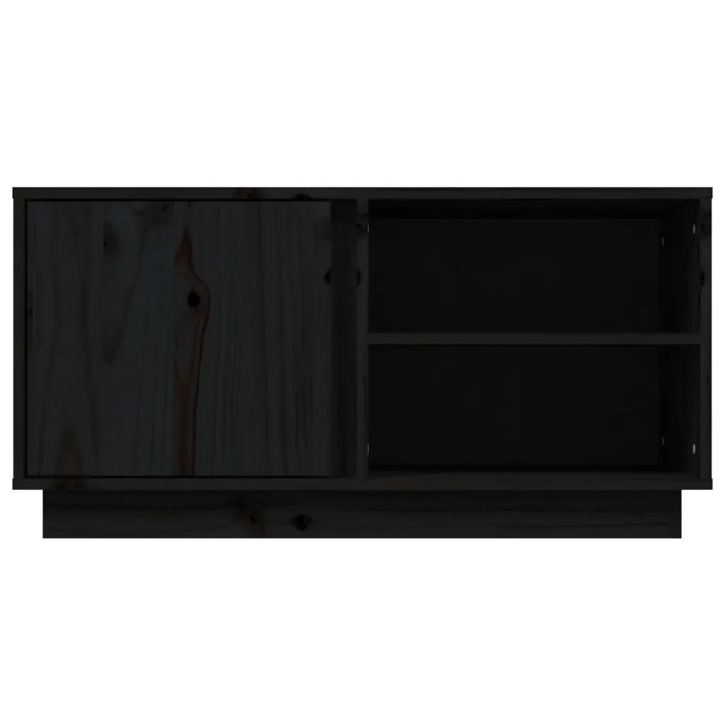 Mobile Porta TV Nera 80x35x40,5 cm in Legno Massello di Pino cod mxl 26285