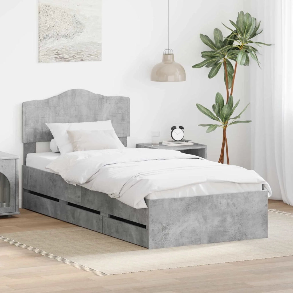 Struttura del letto con cassetto Grigio cemento 90 x 200 cm 3413043