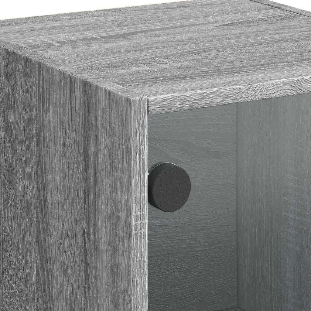 Credenza con Ante in Vetro Grigio Sonoma 35x37x109 cm
