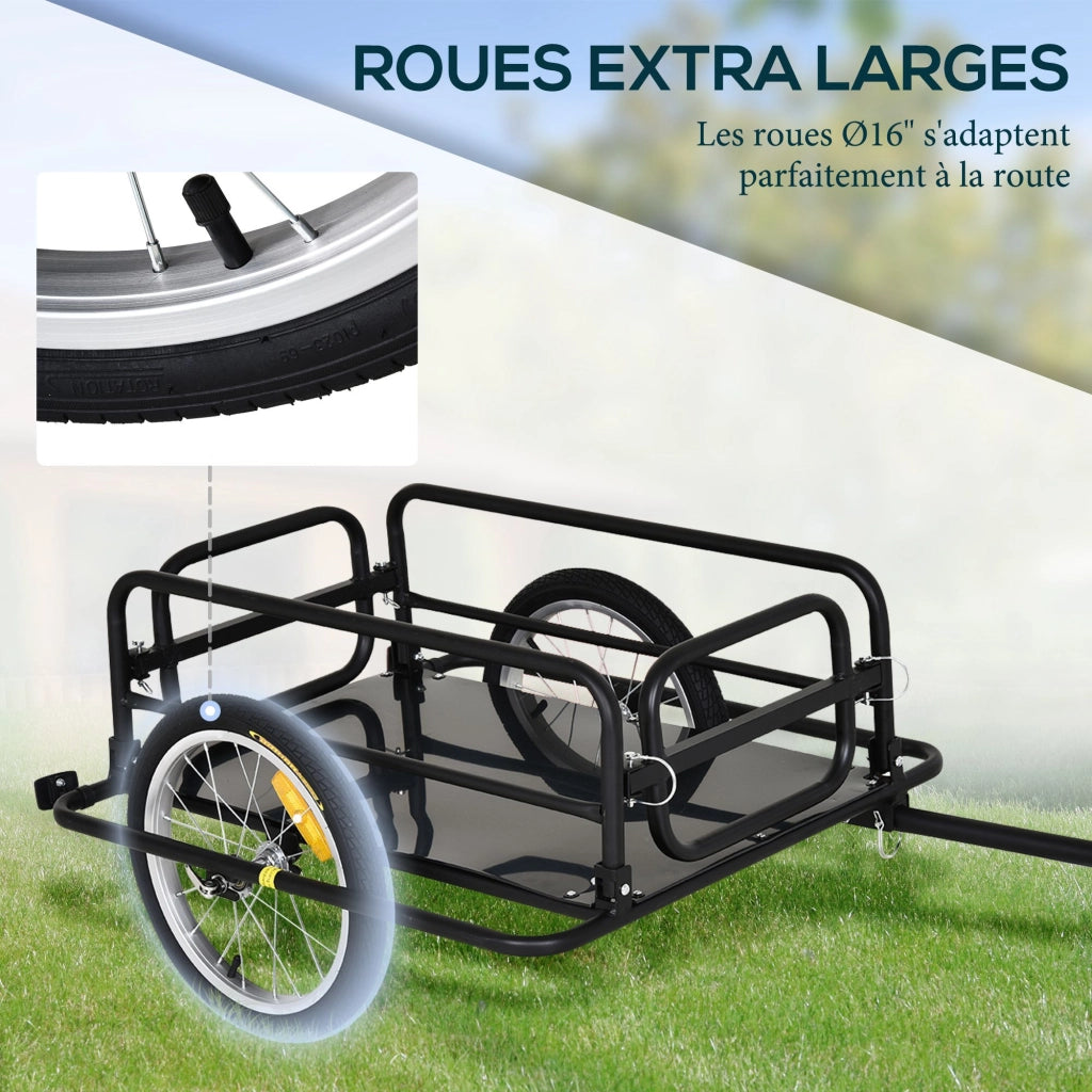 Rimorchio per bicicletta ¨C Zephmum ¨C Nero acciaio 139x71.5x49 cm