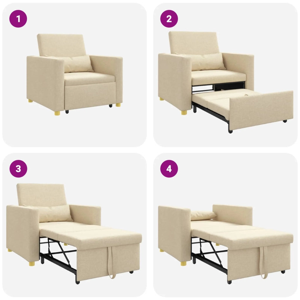 Divano letto estraibile singolo Crema 90 x 165 x 87 cm Tessuto 42002691