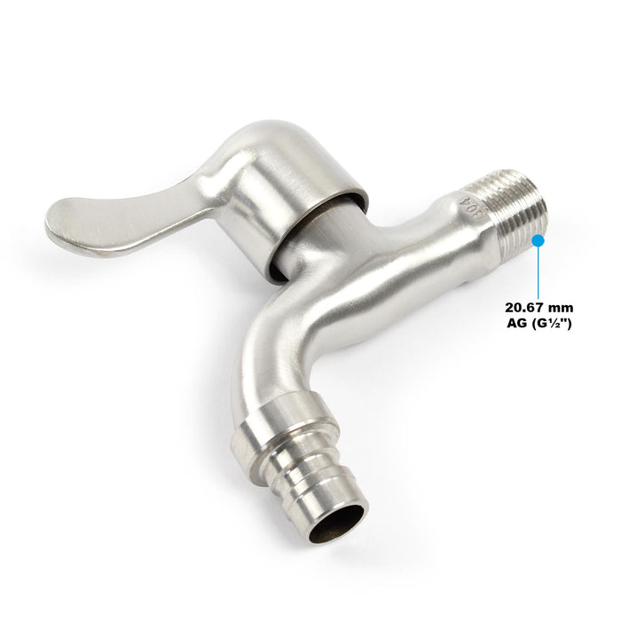 Fontanella in acciaio inox 95 cm, colonna d'acqua con rubinetto e raccordo, resistente ai raggi UV e al gelo