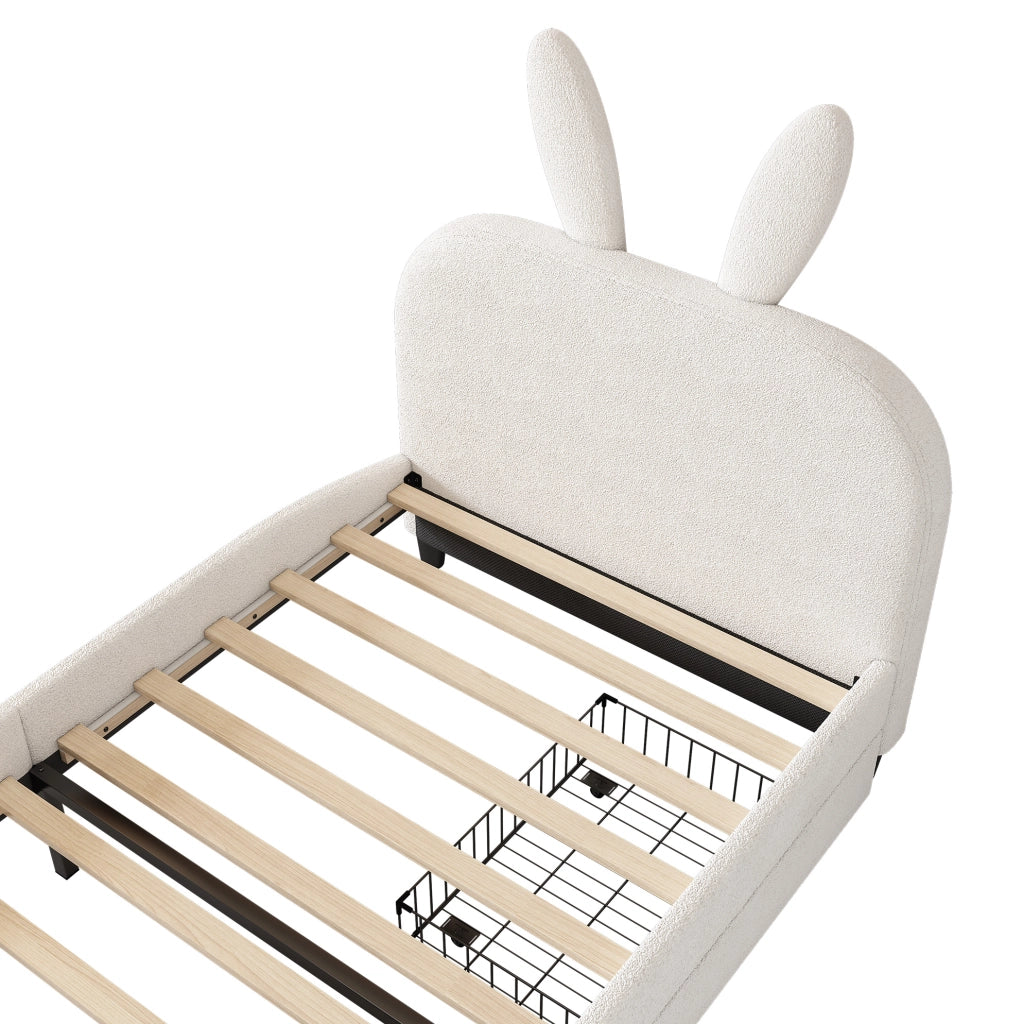 Letto singolo 90 x 200 cm con forma di coniglio e 2 cassetti