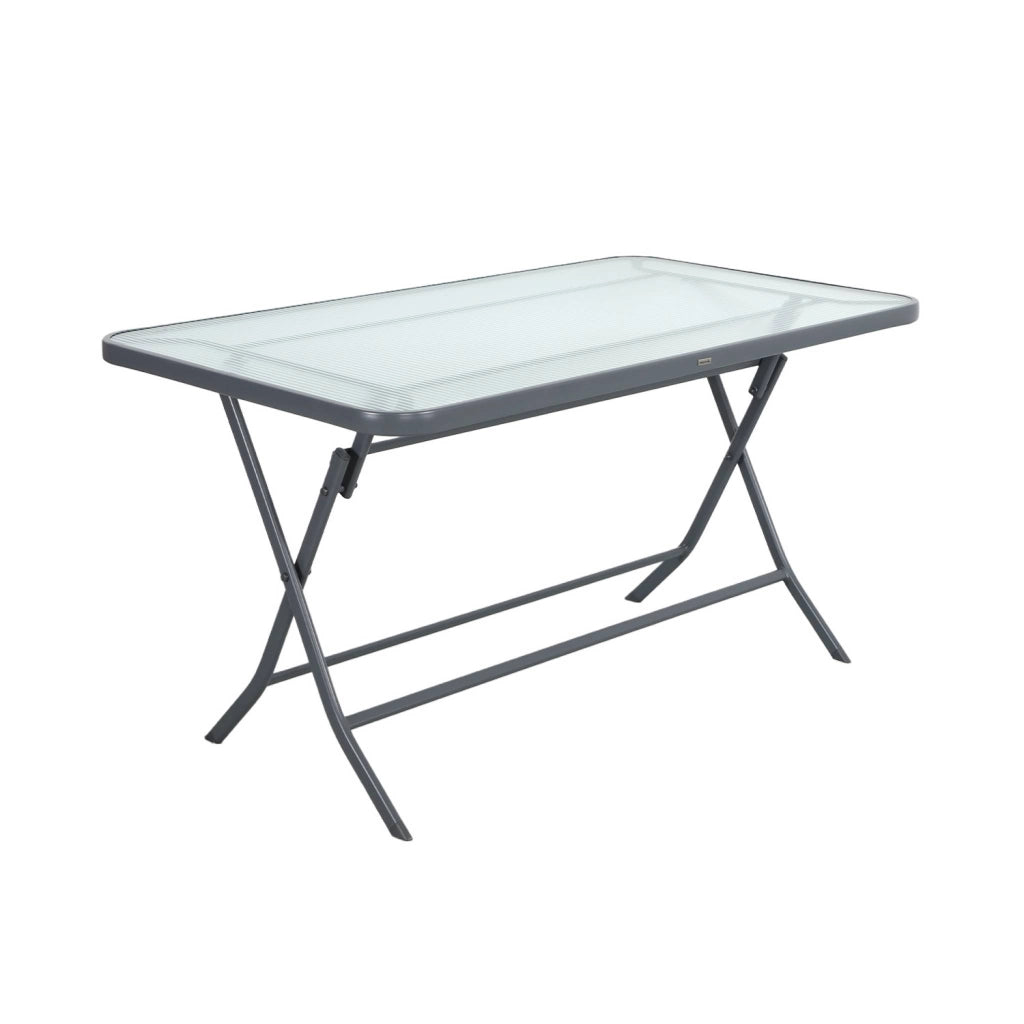 Set tavolo da giardino pieghevole in acciaio con 4 sedie, antracite