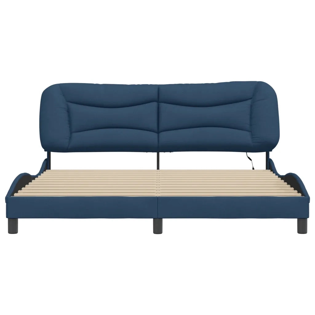 Giroletto con LED senza Materasso-Struttura Letto Hvar Blu 180x200 cm in Tessuto