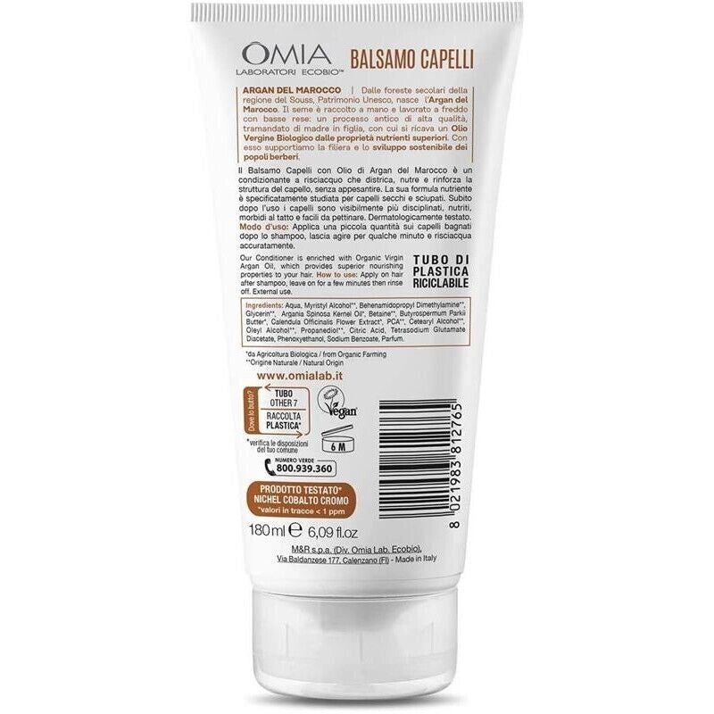 OMIA BALSAMO CAPELLI ECO BIO CON OLIO DI ARGAN DEL MAROCCO PER CAPELLI SECCHI NUTRIENTE E RISTRUTTURANTE DA 180 ML