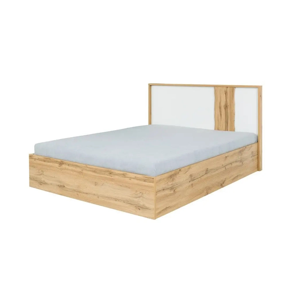 Pack letto 160x200 con LED + 2 comodini WOOD colore bianco e rovere