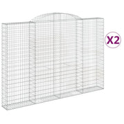 Set di 2 gabbioni recinzione a gabbia muro di contenimento ad arco 300 x 30 x 200/220 cm ferro zincato argento 02_0041368