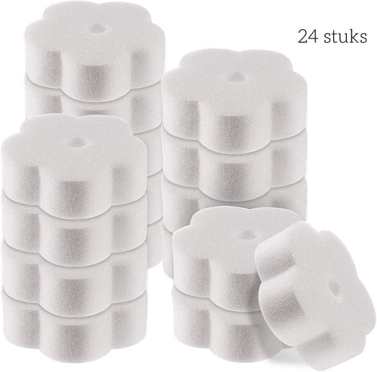 Sfrega per Piscine - Assorbe Olio per Piscine e Bagni Termali - Disegno Fiorale - Bianco, 24 pezzi