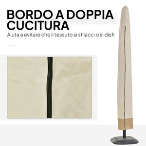 Copertura per Ombrellone 3x3 m Impermeabile Custodia con Cerniera e Laccio Beige