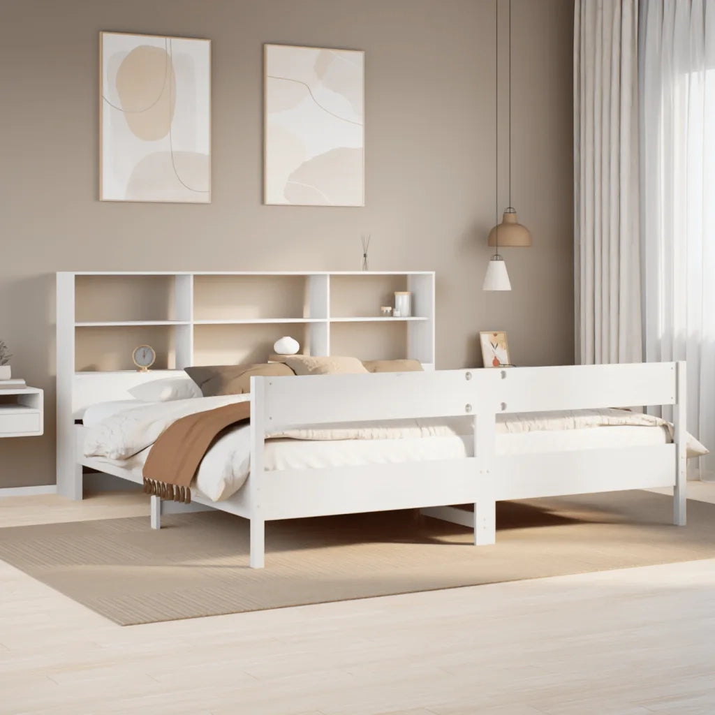 vidaXL Giroletto con Libreria senza Materasso 180x200 cm in Legno Pino