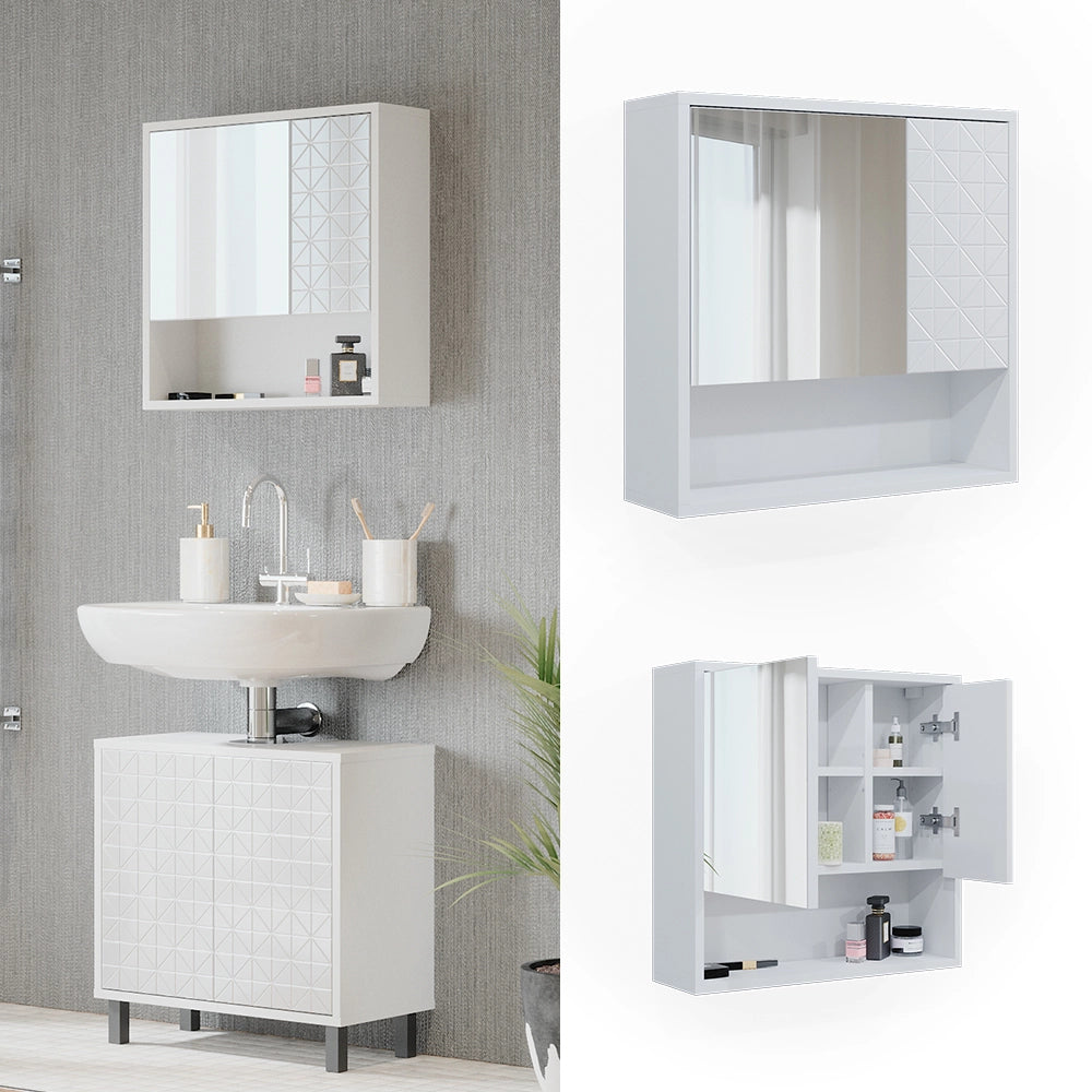 Vicco Specchio contenitore bagno Bianco 54 x 53 cm