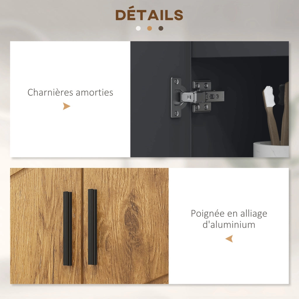 Mobile Bagno 2 Ante con Ripiano ¨C Minimal ¨C Grigio Antracite 60x30x60 cm