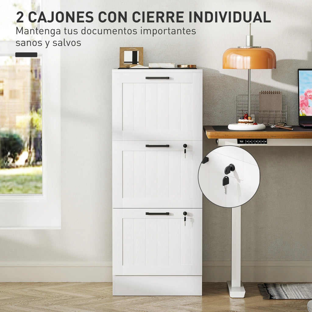 Cassettiera 3 Cassetti per Ufficio ¨C Xylo ¨C Bianco con Guide Regolabili A4