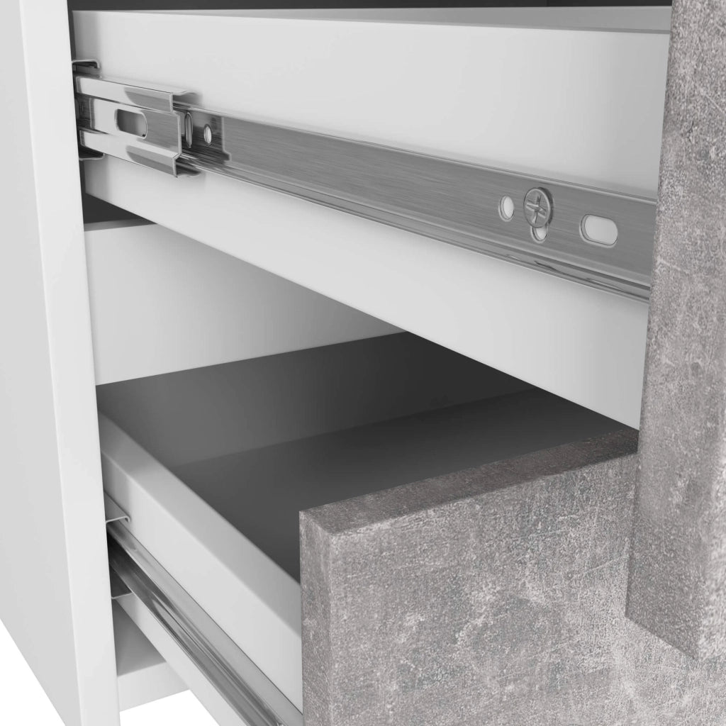 Cassettiera CL100 compatta AKORD Bianca 100 cm 6 cassetti inserto frontale Cemento 100x35x57 cm