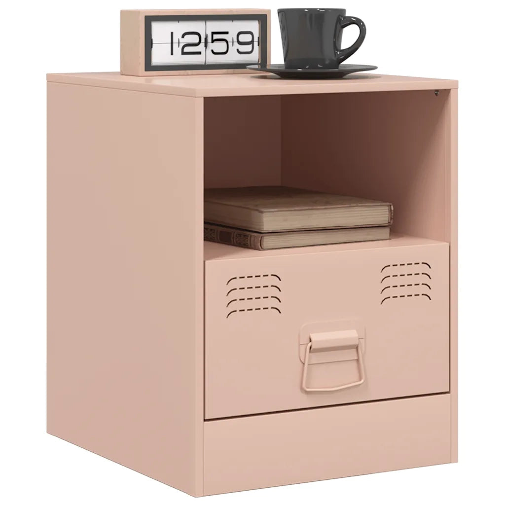 Set di 2 Comodini | Armadio da Notte | Mobiletto da notte Rosa 34,5x39x44 cm in Acciaio