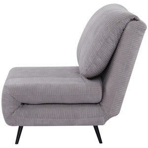 Poltrona Letto Singolo Trasformabile 82x89x83 cm in Legno e Acciaio Tessuto Velluto a Coste Grigio