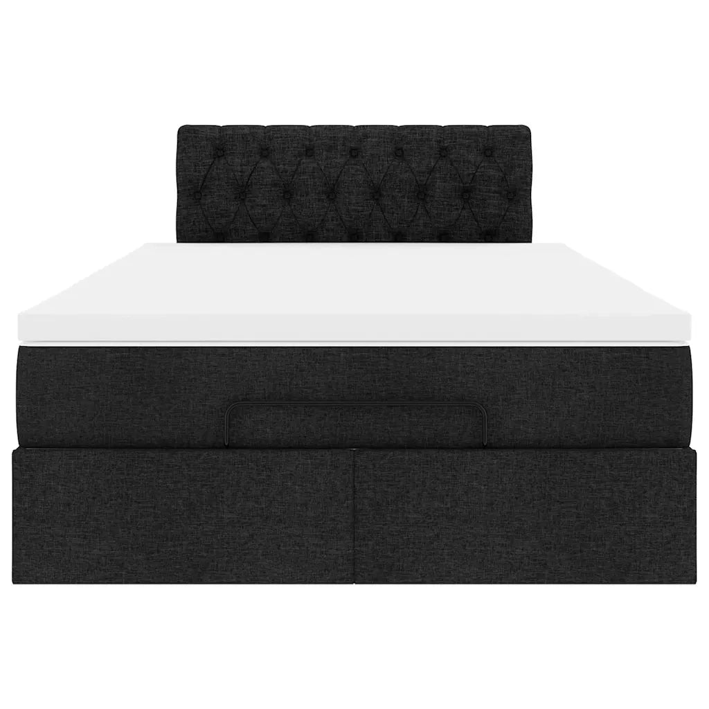 Pouf Letto con Materasso e LED Nero 120x190 cm in Tessuto