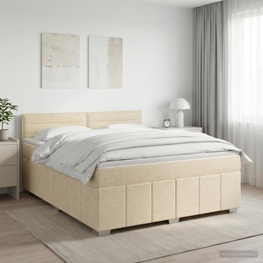 Letto box spring con materasso Crema 140 x 200 cm Tessuto 3451225