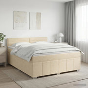 Letto box spring con materasso Crema 140 x 200 cm Tessuto 3451225
