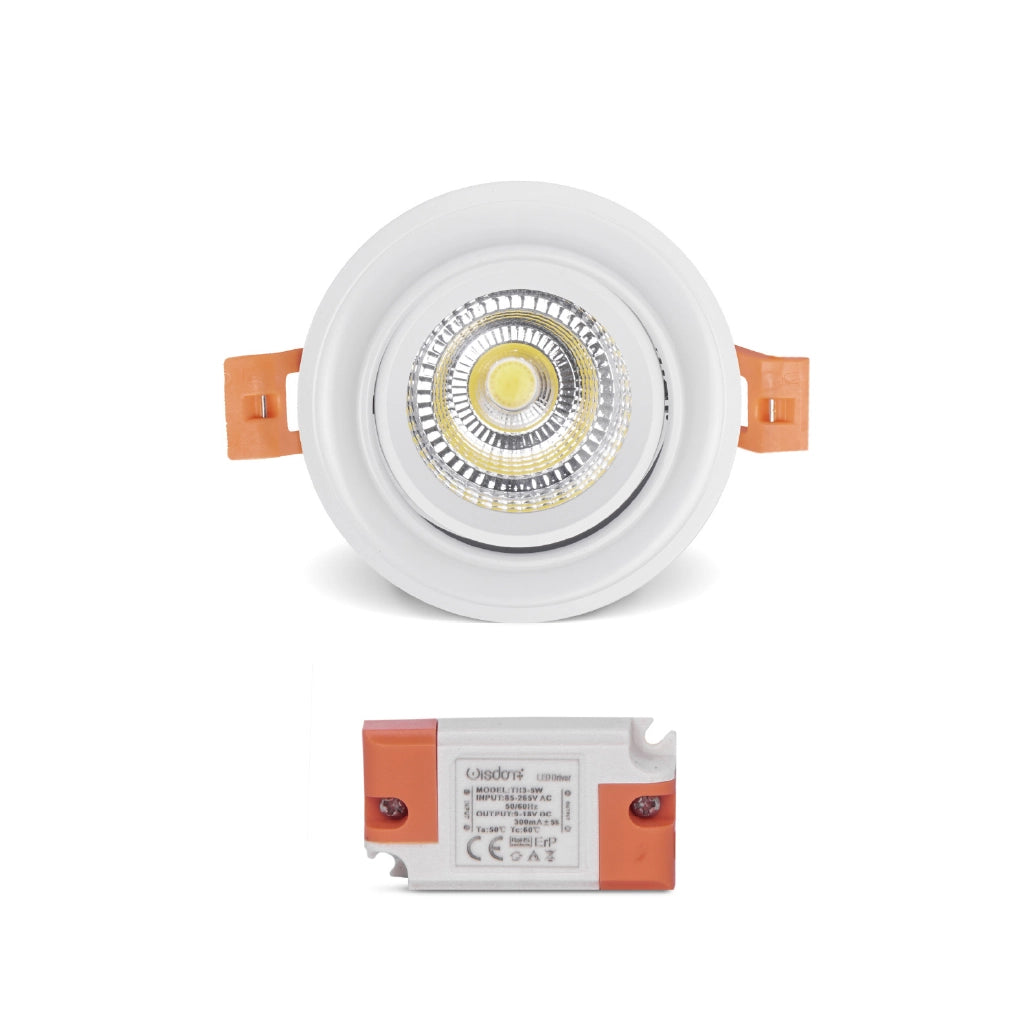 Faretto led da incasso corpo bianco 5w 6000K luce fredda