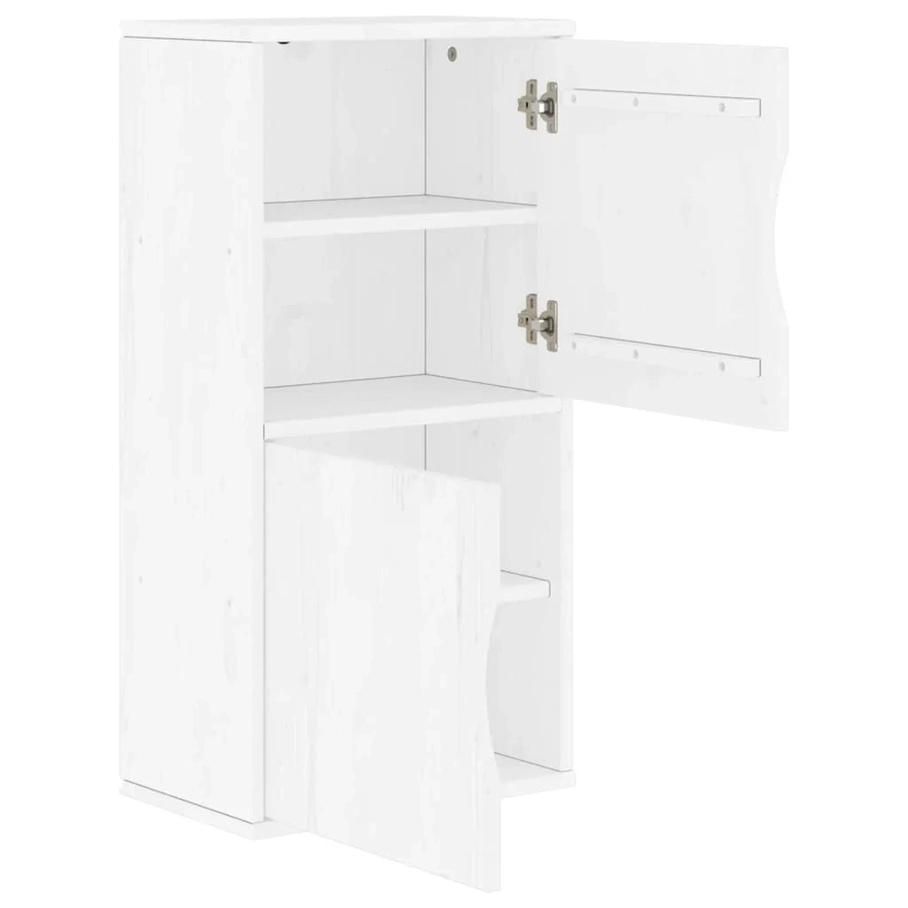 Mobiletto laterale classico per piccoli spazi 40 x 24 x 79 cm con ampio spazio di archiviazione stile rustico finitura legno bianco 02_0058039