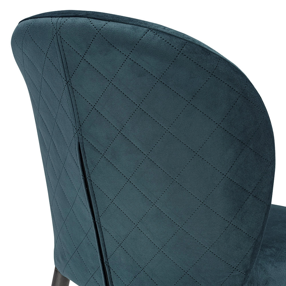 Set 6 sedie da pranzo imbottite in velluto GHIBLI LUX MADE IN ITALY, schienale a poltroncina, gambe robuste in metallo, design moderno, tessuto idrorepellente, colore Blu Notte