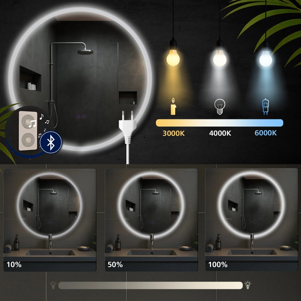 Specchio da bagno Laconia 80 con Bluetooth