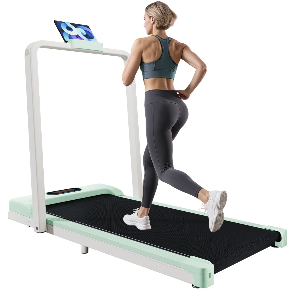 Tapis Roulant 2 in 1 Verde 1-6 km/h con Bluetooth, Display LED, Telecomando e Portata 90 kg