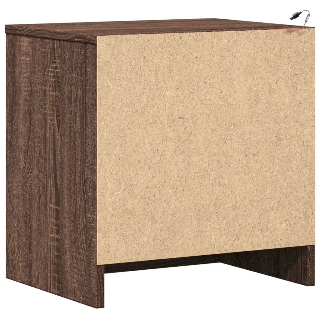 Comodini con Luci LED 2pz Rovere Marrone in Legno Multistrato